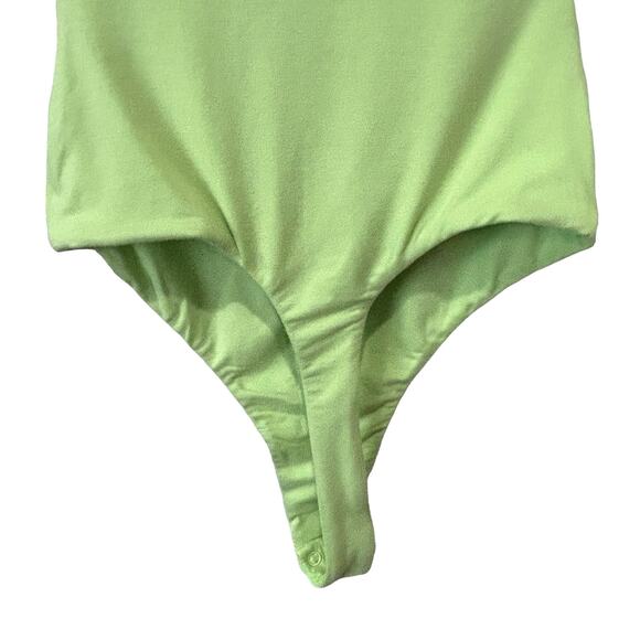 Naked Wardrobe Bodysuit Lime Green Long Sleeve Lined Cut Out Size XS NWT - Picture 10 of 16